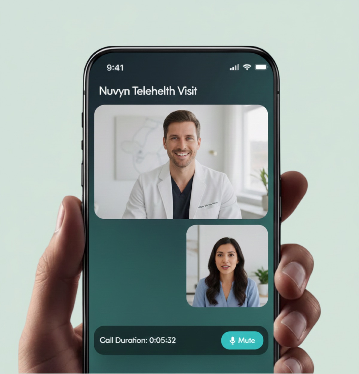 A patient on a Nuvyn telehealth video visit